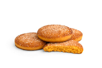 Shortbread orange cookies isolated on white background.
