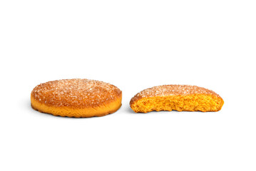 Shortbread orange cookies isolated on white background.