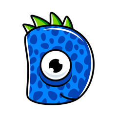 English alphabet with funny monsters, faces and eyes. Set of Monster cut aphabet with English letter. Colorful cartoon children Education and development of children detailed colorful Illustrations