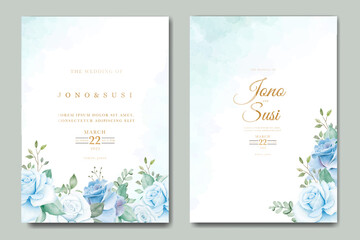 Fototapeta na wymiar Navy blue Floral Wedding Invitation card
