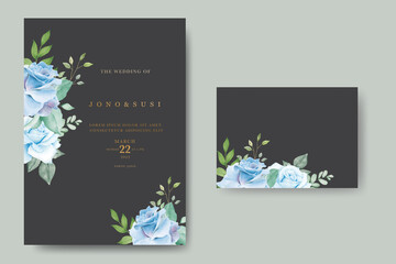 Navy blue Floral Wedding Invitation card