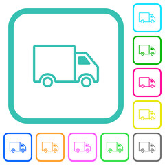 Delivery truck side view outline vivid colored flat icons