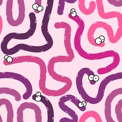 Cartoon seamless worms pattern for kids and gifts and wrapping paper and clothes and fabrics and notebooks