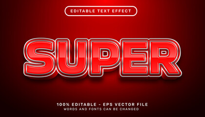 super 3d text effect with red and steel color
