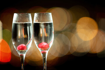 夜景とワイングラス