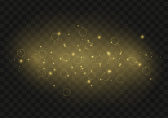 Abstract sparkles isolated on a transparent background. Bokeh lights effect. Vector dust sparks and bright stars shine with special light effect. Christmas sparkling magical. Vector illustration