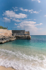 The characteristic turquoise waters of the island of Gozo, Malta.
