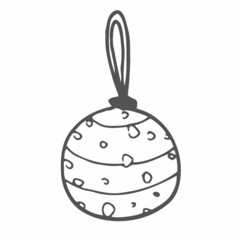 christmas tree toy doodle icon. toy bulb decoration