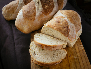 tasty and healthy homemade rustic bread made by hand with natural and selected ingredients.