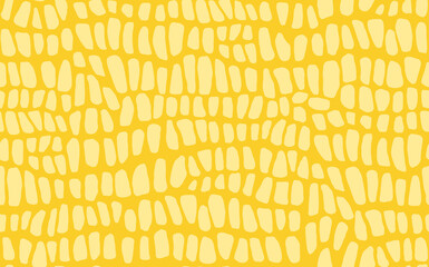 Abstract modern crocodile leather seamless pattern. Animals trendy background. Yellow decorative vector illustration for print, fabric, textile. Modern ornament of stylized alligator skin