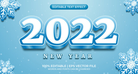 Fototapeta na wymiar 2022 Years - Editable Text Effect, Font Style. Happy new year 2022 editable 3d text effect