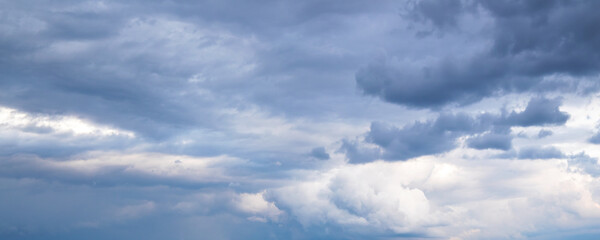 Fototapeta na wymiar Overcast blue sky on a daytime. Natural background
