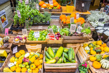 Fresh vegetables and fruit on the street in Viborg, Denmark