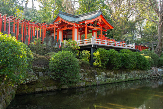 The early 18th century Nezu Shrine with torii path located in the Bunkyo ward of Tokyo