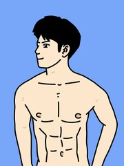 Fototapeta premium cute man cartoon on blue background