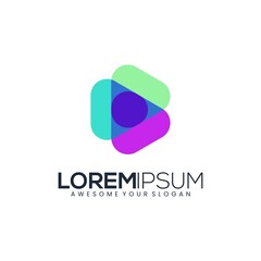 Letter B play logo colorful modern