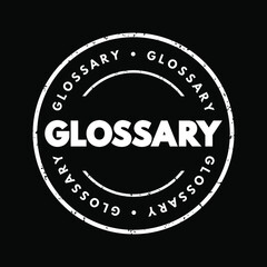 Glossary text stamp, concept background