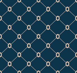 Naklejka premium Damask diamond grid pattern in navy blue and white color. Art deco line art. 