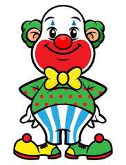 Cartoon illustration of Funny Clown standing and smiles, best for mascot, logo, sticker, and decoration with circus themes