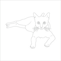 Kitty Cat coloring book page Design for Kids Children stock vector line art illustration.