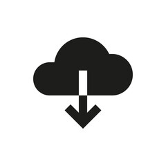 Cloud download solid icon. Install from cloud glyph vector symbol.