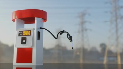 Gas pump display and high prices in euros for fuel. Rising numbers on gas station pump lcd display. 3D rendering animation