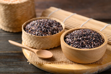 Thai purple rice grain, Organic and healthy food