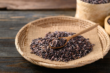Thai purple rice grain, Organic and healthy food