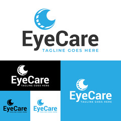 Eye care Logo.Eye care abstract Logo Template.Vector Illustration.Black, blue And White color.