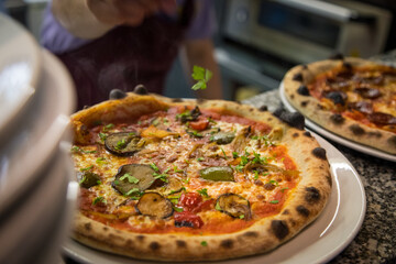 Roasted vegetable cheese pizza