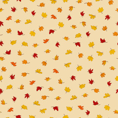 Vector falling maple leaves seamless pattern