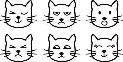  Funny doodle animals. Kittens in cartoon style for T-shirt and apparels graphic vector Print