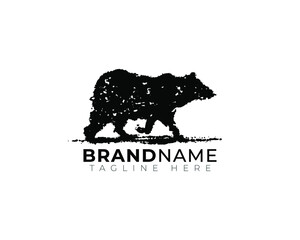 Obraz premium Bear grizzly illustration in black splash splat grunge textured liquid paint stain 