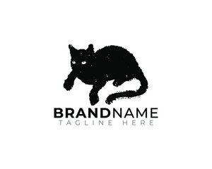 sitting cat in inksplash silhouette style