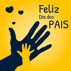 Dia dos pais card fathers day card with love and cute hand illustration