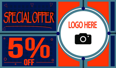 Fototapeta premium Special offer 5% off. Super banner with logo for big discounts and web shop.