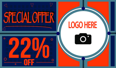 Fototapeta premium Special offer 22% off. Super banner with logo for big discounts and web shop.