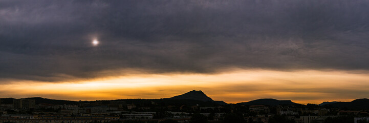 the Sainte Victoire mountain in the light of a spring morning