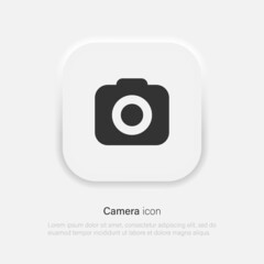 Camera Icon in trendy neumorphism style. Camera symbol for your web site design, logo, app, UI. Vector EPS 10