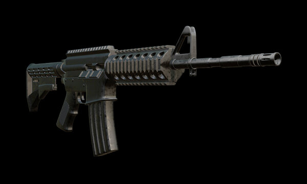 isolated assault rifle 3d render