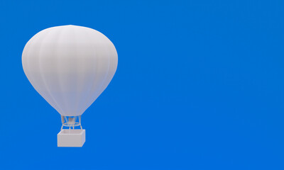 3d illustration, hot air balloon, blue background, copy space, 3d rendering
