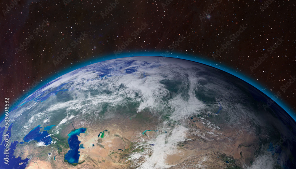 Aufkleber View of Earth from outer space with millions of stars around it.