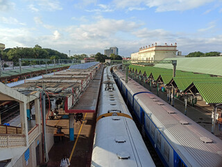 Top view of Railway station , railway junction 