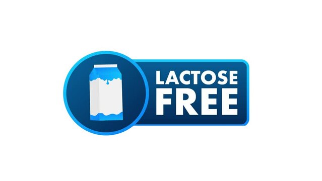 Lactose free icon. Motion graphics contains no lactose label for healthy daiy food product package. Motion graphics . 4k