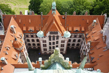 Panorama of the city of Hanover, from the approximately 90 meter high town hall tower. In the...