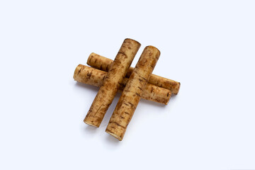 Burdock Root (Gobo) on white background.