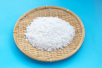 Flower of salt in bamboo plate