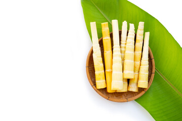 Bamboo shoots on white background.