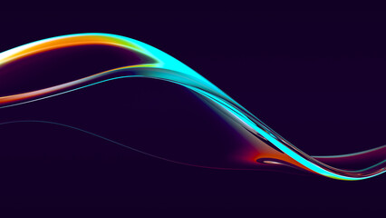 Abstract flow shape with rainbow reflections and refractions
