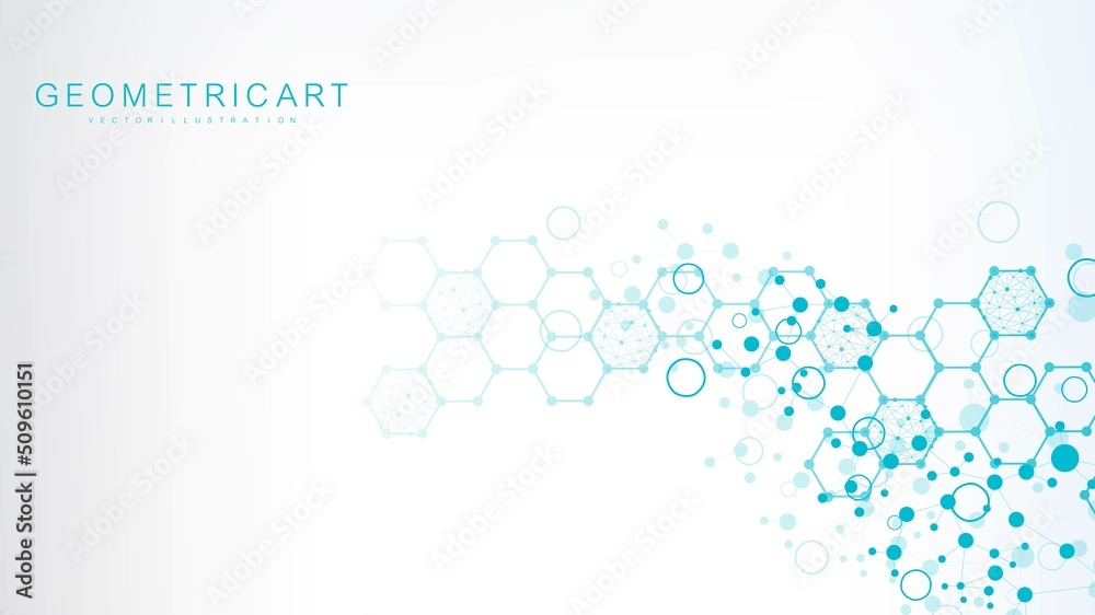 Wall mural structure molecule and communication. dna, atom, neurons. scientific concept for your design. connec